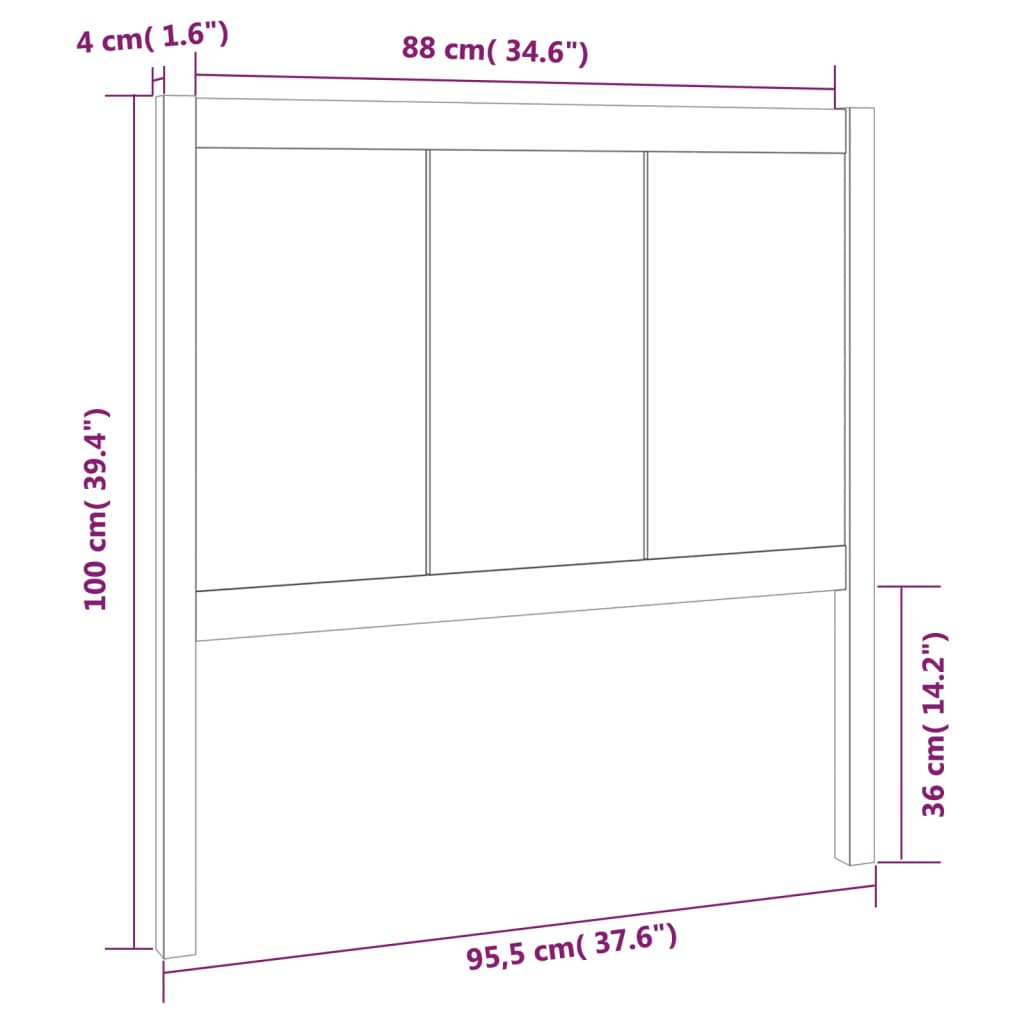 Testiera per Letto 95,5x4x100 cm in Legno Massello di Pino - homemem39