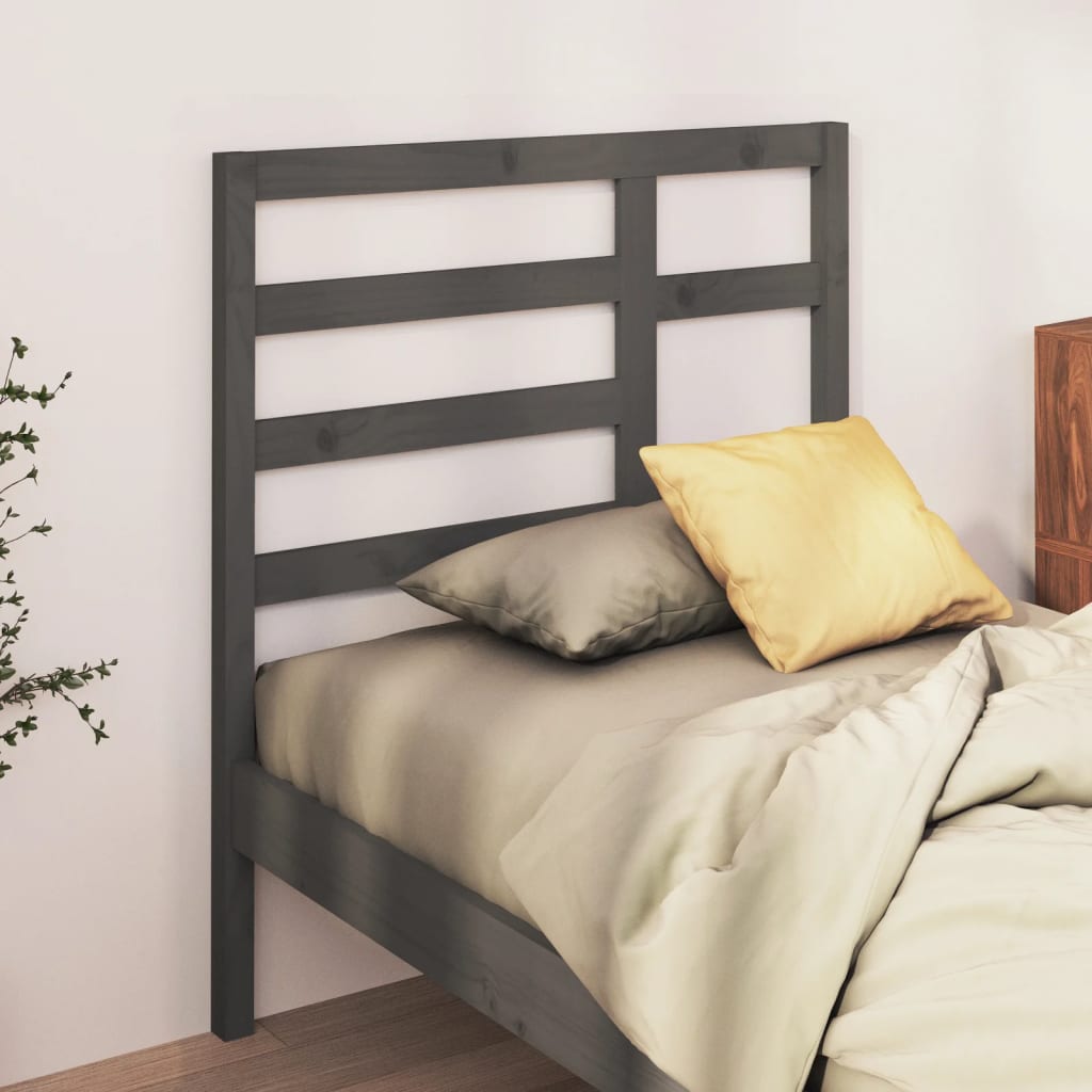 Testiera per Letto Grigia 81x4x104 cm in Legno Massello di Pino - homemem39