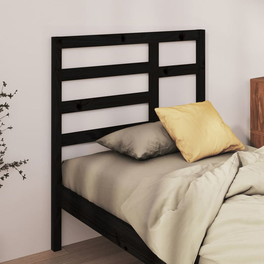 Testiera per Letto Nera 96x4x104 cm in Legno Massello di Pino - homemem39