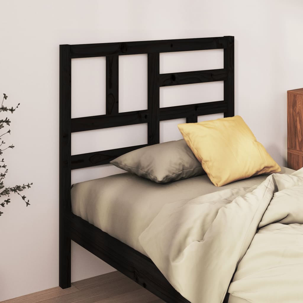 Testiera per Letto Nera 96x4x104 cm in Legno Massello di Pino - homemem39