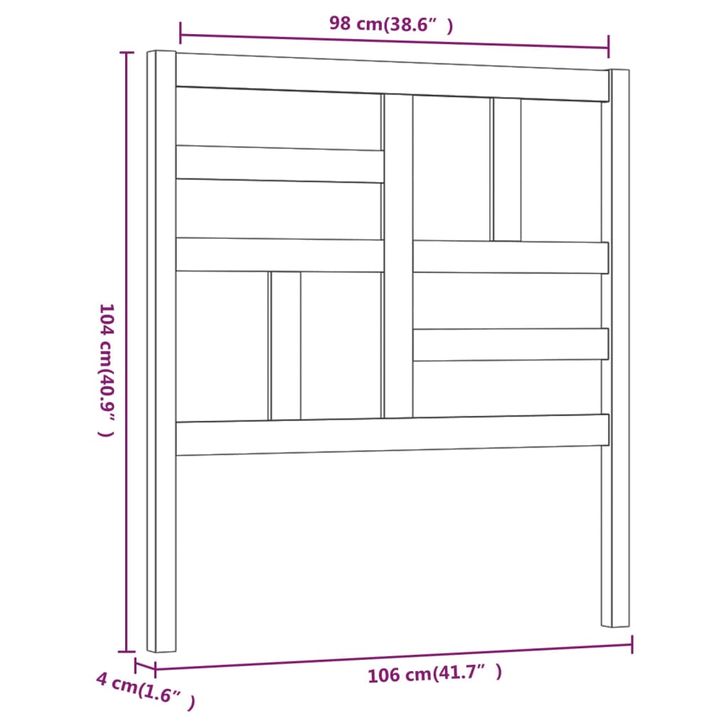 Testiera per Letto 106x4x104 cm in Legno Massello di Pino - homemem39