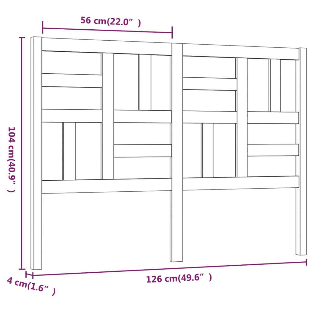 Testiera per Letto 126x4x104 cm in Legno Massello di Pino - homemem39