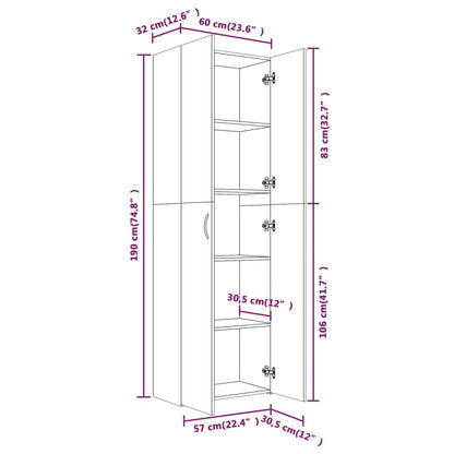 Armadio per Ufficio Rovere Fumo 60x32x190 cm Legno Multistrato - homemem39