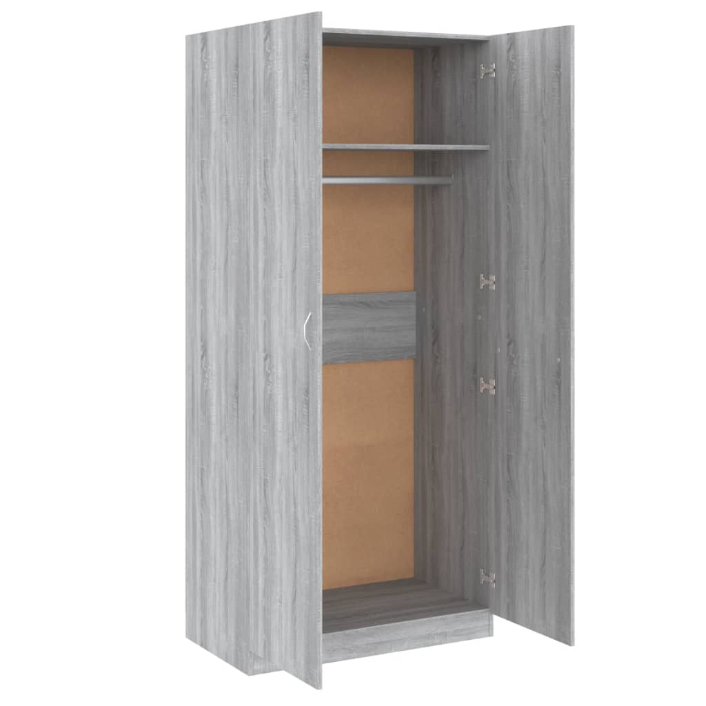 Armadio Grigio Sonoma 90x52x200 cm in Legno Multistrato - homemem39