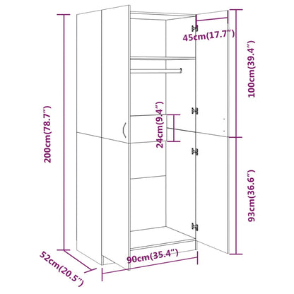 Armadio Grigio Sonoma 90x52x200 cm in Legno Multistrato - homemem39