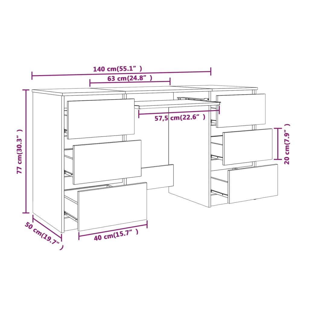 Scrivania Grigio Sonoma 140x50x77 cm in Legno Multistrato - homemem39