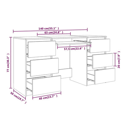 Scrivania Grigio Sonoma 140x50x77 cm in Legno Multistrato - homemem39