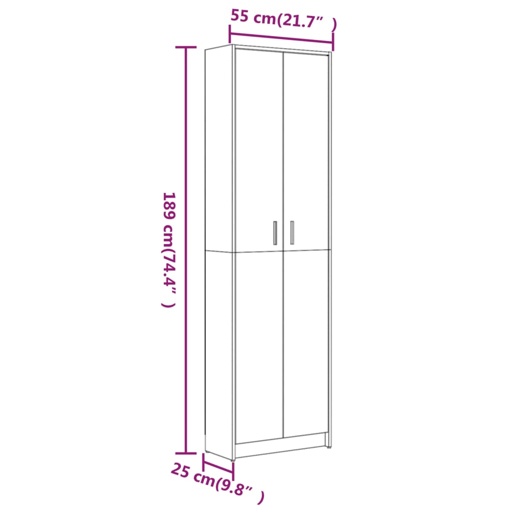 Armadio da Corridoio Rovere Fumo 55x25x189 cm Legno Multistrato - homemem39