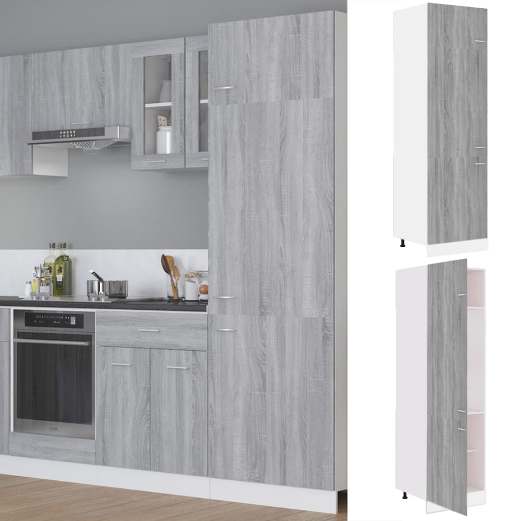 Armadio per Frigo Grigio Sonoma 60x57x207 cm Legno Multistrato - homemem39