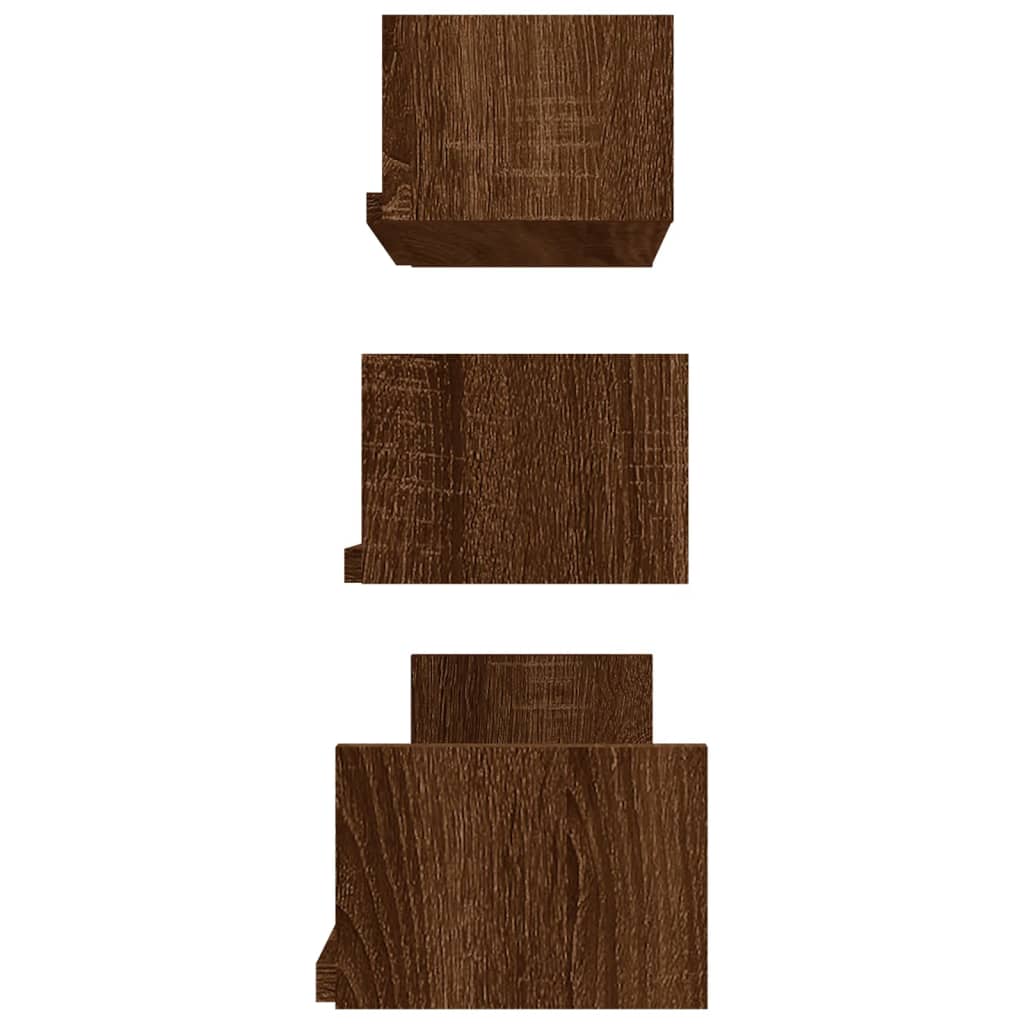 Mensole Espositive Parete 3 pz Rovere Marrone Legno Multistrato - homemem39