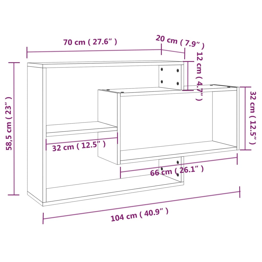 Mensola a Muro Rovere Fumo 104x20x58,5 cm Legno Multistrato - homemem39