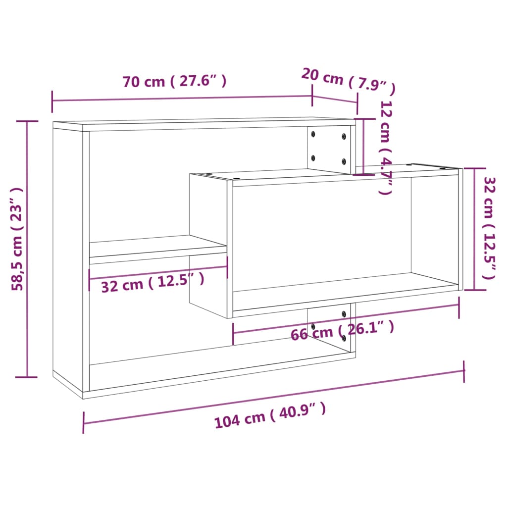 Mensola a Muro Grigio Sonoma 104x20x58,5 cm Legno Multistrato - homemem39