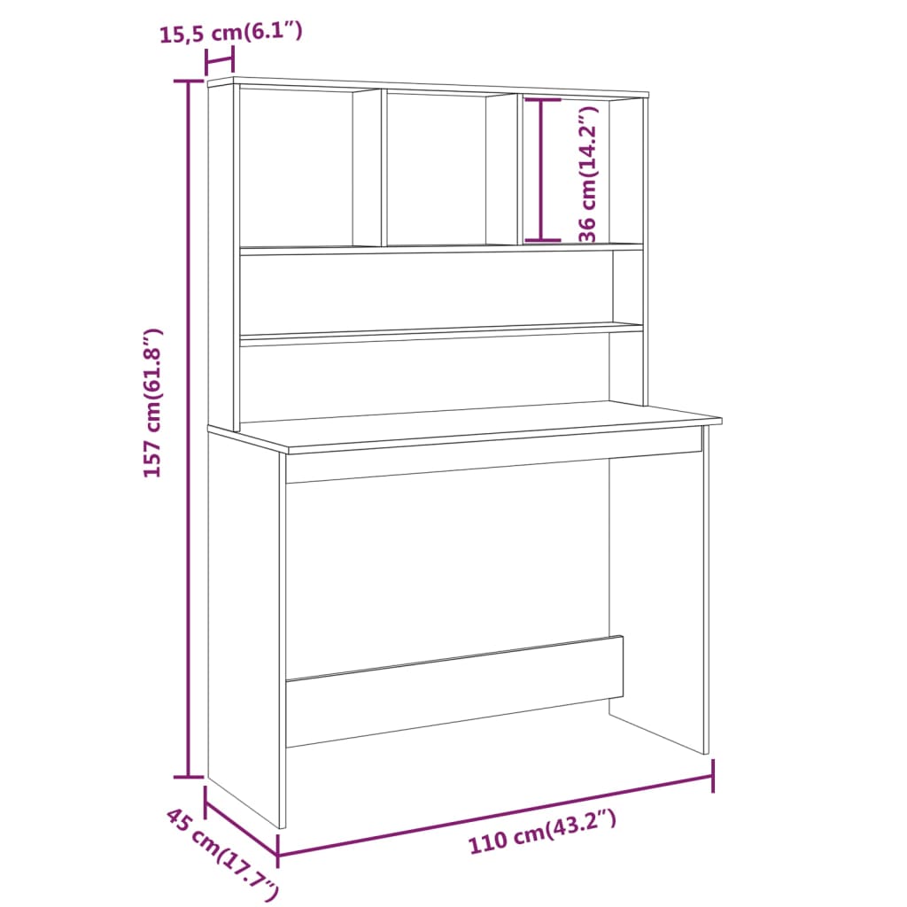 Scrivania Mensole Rovere Marrone 110x45x157cm Legno Multistrato - homemem39