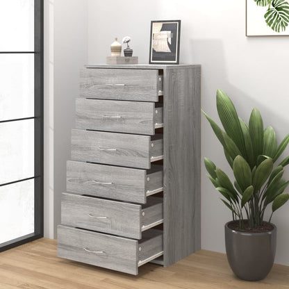 Credenza 6 Cassetti Grigio Sonoma 50x34x96 cm Legno Multistrato - homemem39