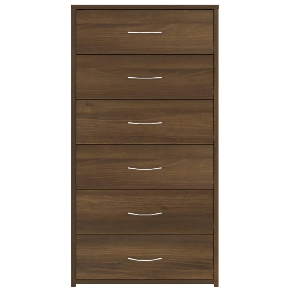 Credenza 6 Cassetti Rovere Marrone 50x34x96cm Legno Multistrato - homemem39