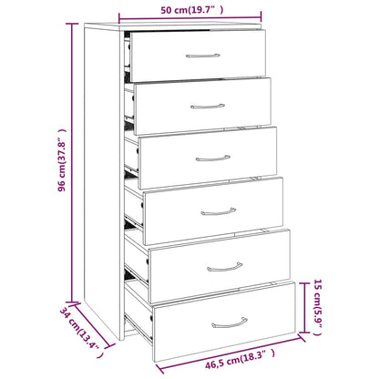 Credenza 6 Cassetti Rovere Marrone 50x34x96cm Legno Multistrato - homemem39