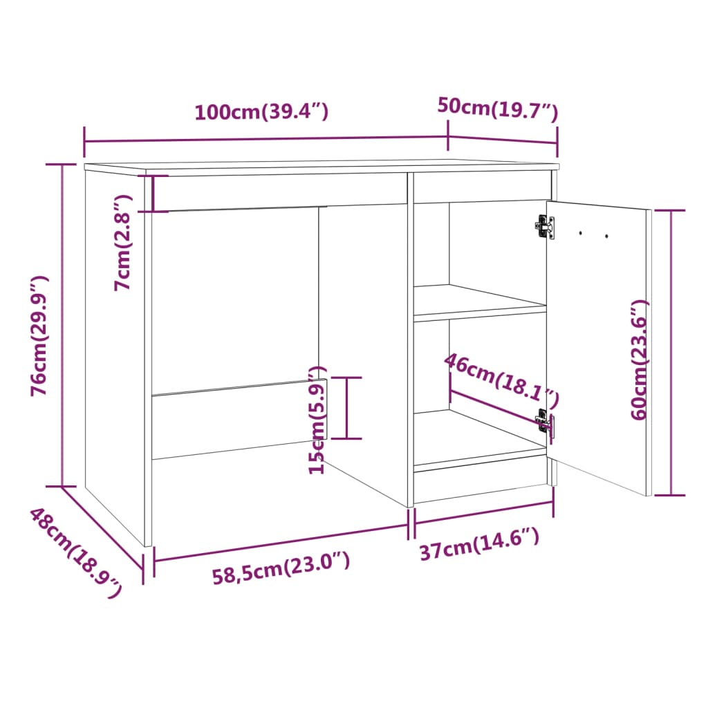 Scrivania Grigio Sonoma 100x50x76 cm in Legno Multistrato - homemem39