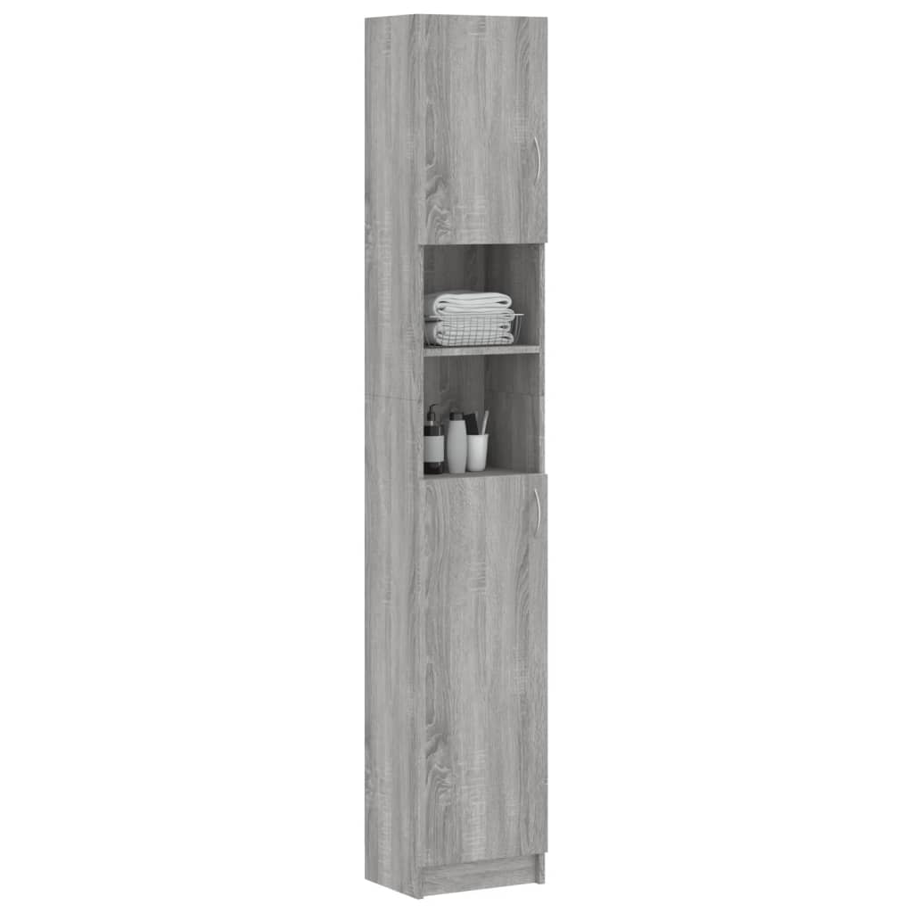 Armadietto Bagno Grigio Sonoma 32x25,5x190 cm Legno Multistrato - homemem39