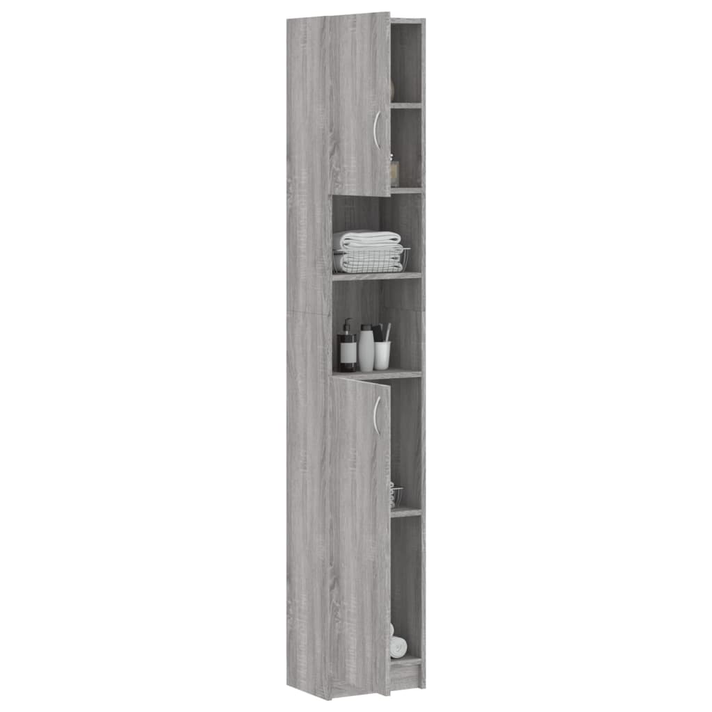 Armadietto Bagno Grigio Sonoma 32x25,5x190 cm Legno Multistrato - homemem39