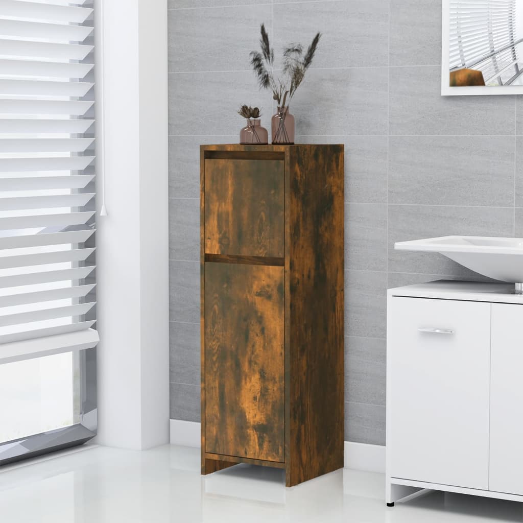 Armadietto Bagno Rovere Fumo 30x30x95 cm in Legno Multistrato - homemem39