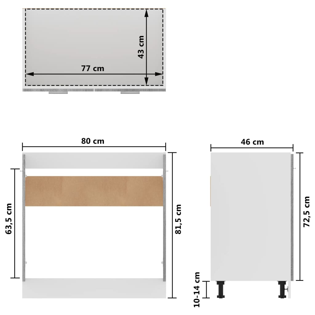 Mobiletto Grigio Sonoma 80x46x81,5 cm in Legno Multistrato - homemem39