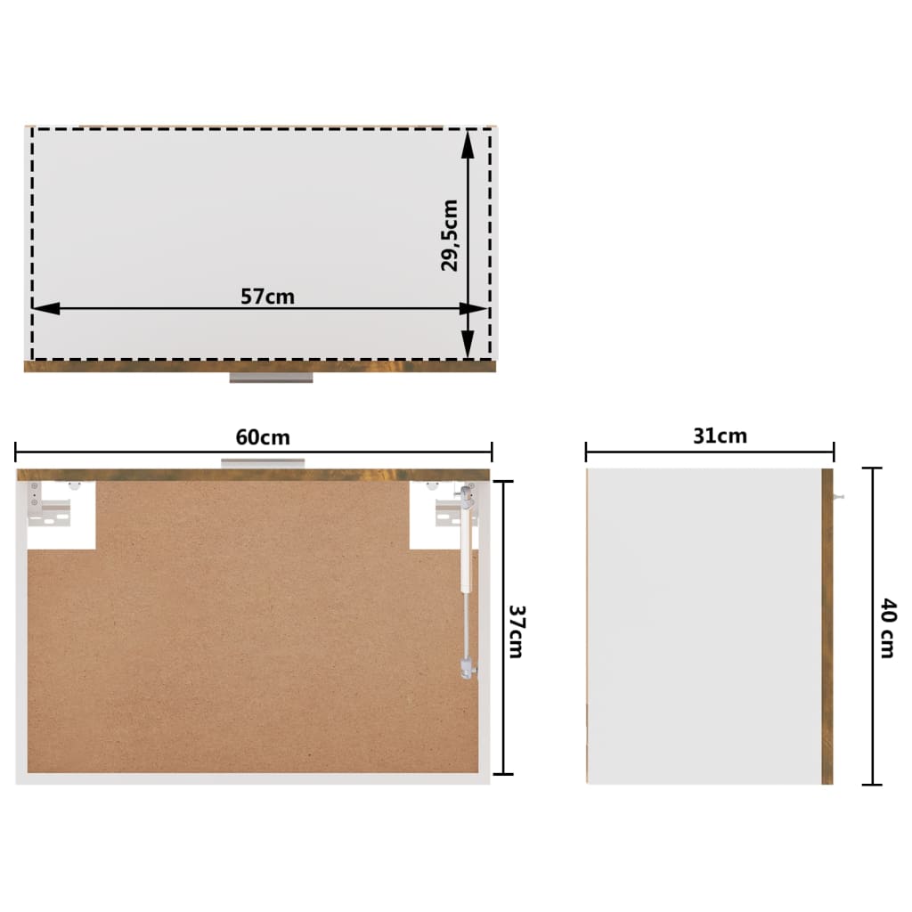 Mobile Pensile Rovere Fumo 60x31x40 cm in Legno Ingegnerizzato - homemem39