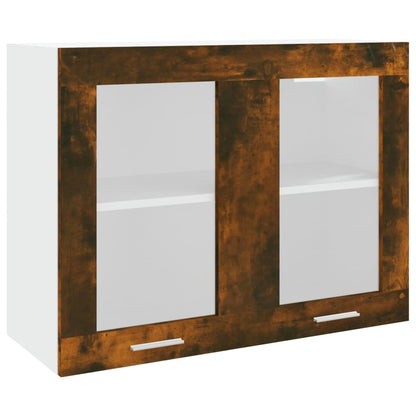 Mobile Pensile Vetro Rovere Fumo 80x31x60 cm Legno Multistrato - homemem39