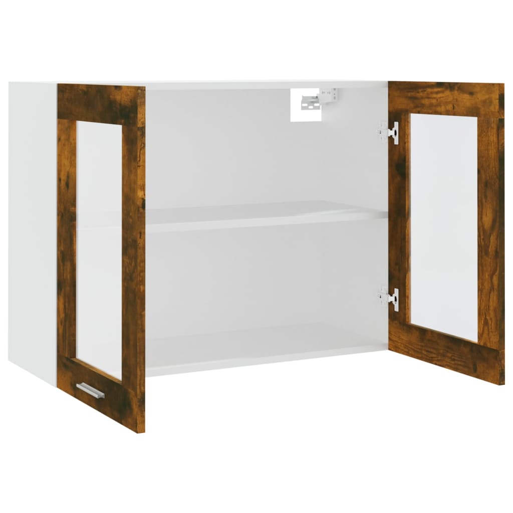 Mobile Pensile Vetro Rovere Fumo 80x31x60 cm Legno Multistrato - homemem39