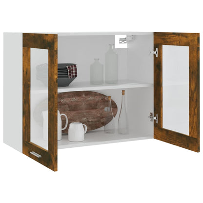 Mobile Pensile Vetro Rovere Fumo 80x31x60 cm Legno Multistrato - homemem39