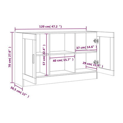 Credenza Grigio Sonoma 120x30,5x70 cm in Legno Multistrato - homemem39