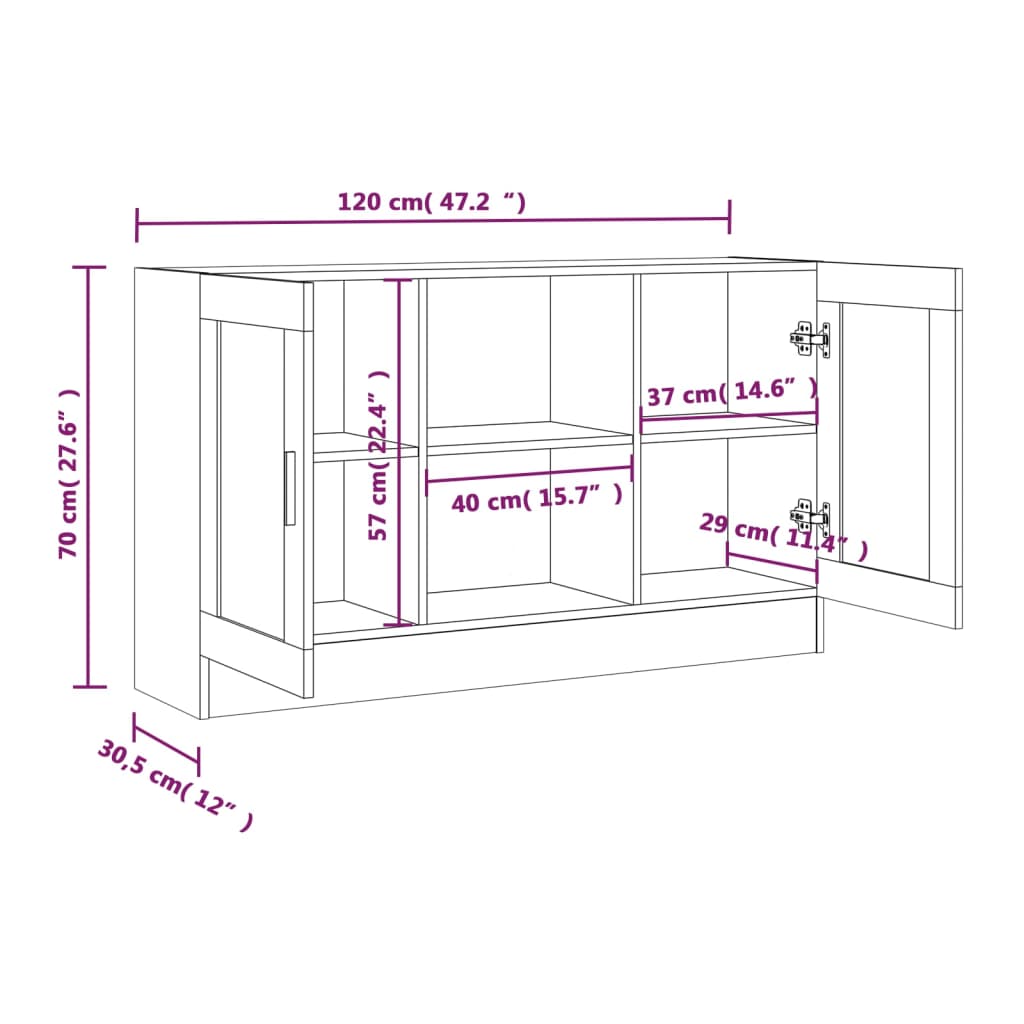 Mobile Vetrina Grigio Sonoma 120x30,5x70 cm Legno Multistrato - homemem39