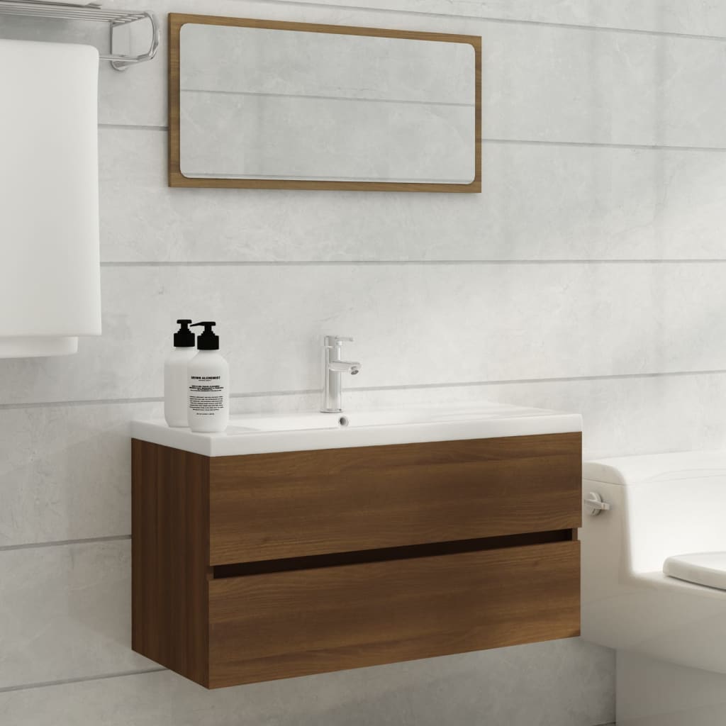 Mobile Lavabo Rovere Marrone 90x38,5x45 cm Legno Multistrato - homemem39