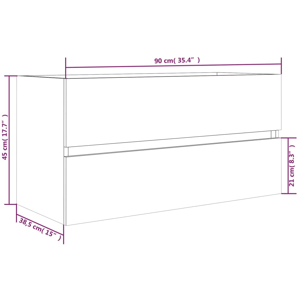 Mobile Lavabo Rovere Marrone 90x38,5x45 cm Legno Multistrato - homemem39