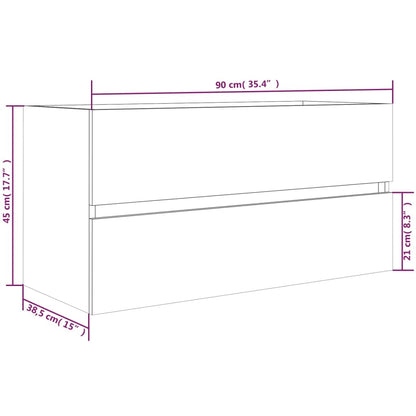 Mobile Lavabo Rovere Marrone 90x38,5x45 cm Legno Multistrato - homemem39