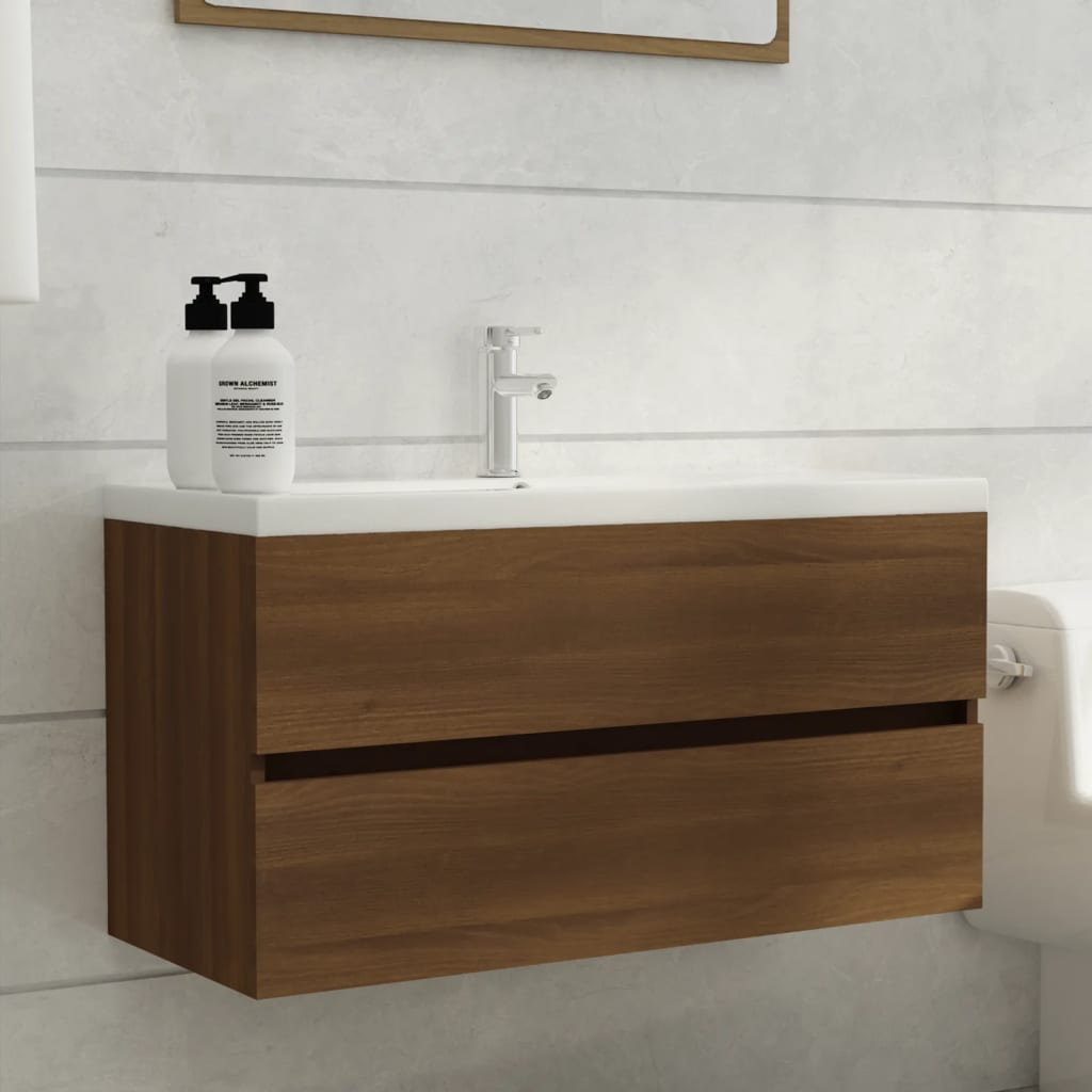 Mobile Lavabo Rovere Marrone 90x38,5x45 cm Legno Multistrato - homemem39