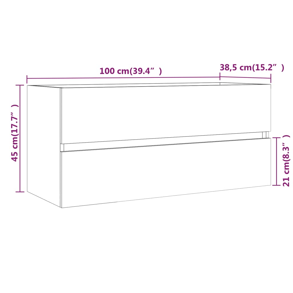 Mobile Lavabo Rovere Fumo 100x38,5x45 cm Legno Multistrato - homemem39