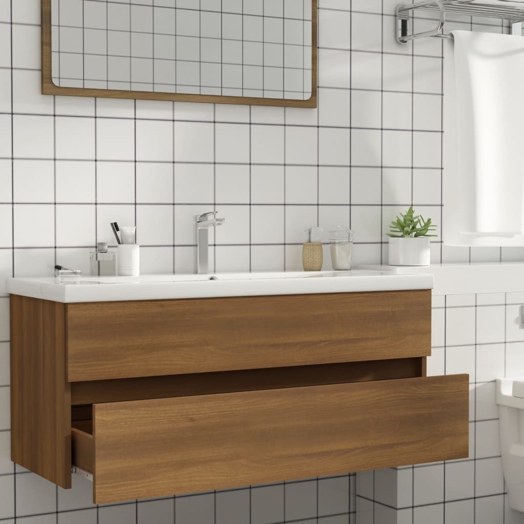 Mobile Lavabo Rovere Marrone 100x38,5x45cm in Legno Multistrato - homemem39