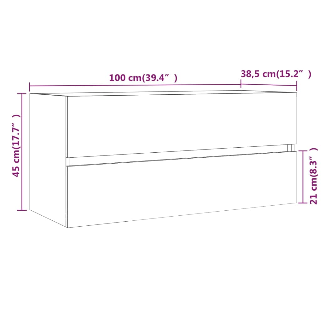 Mobile Lavabo Rovere Marrone 100x38,5x45cm in Legno Multistrato - homemem39