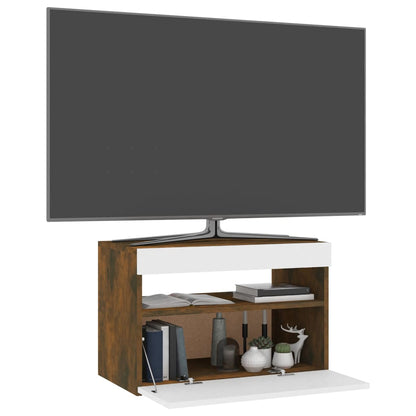 Mobile Porta TV con Luci LED Rovere Fumo 60x35x40 cm - homemem39