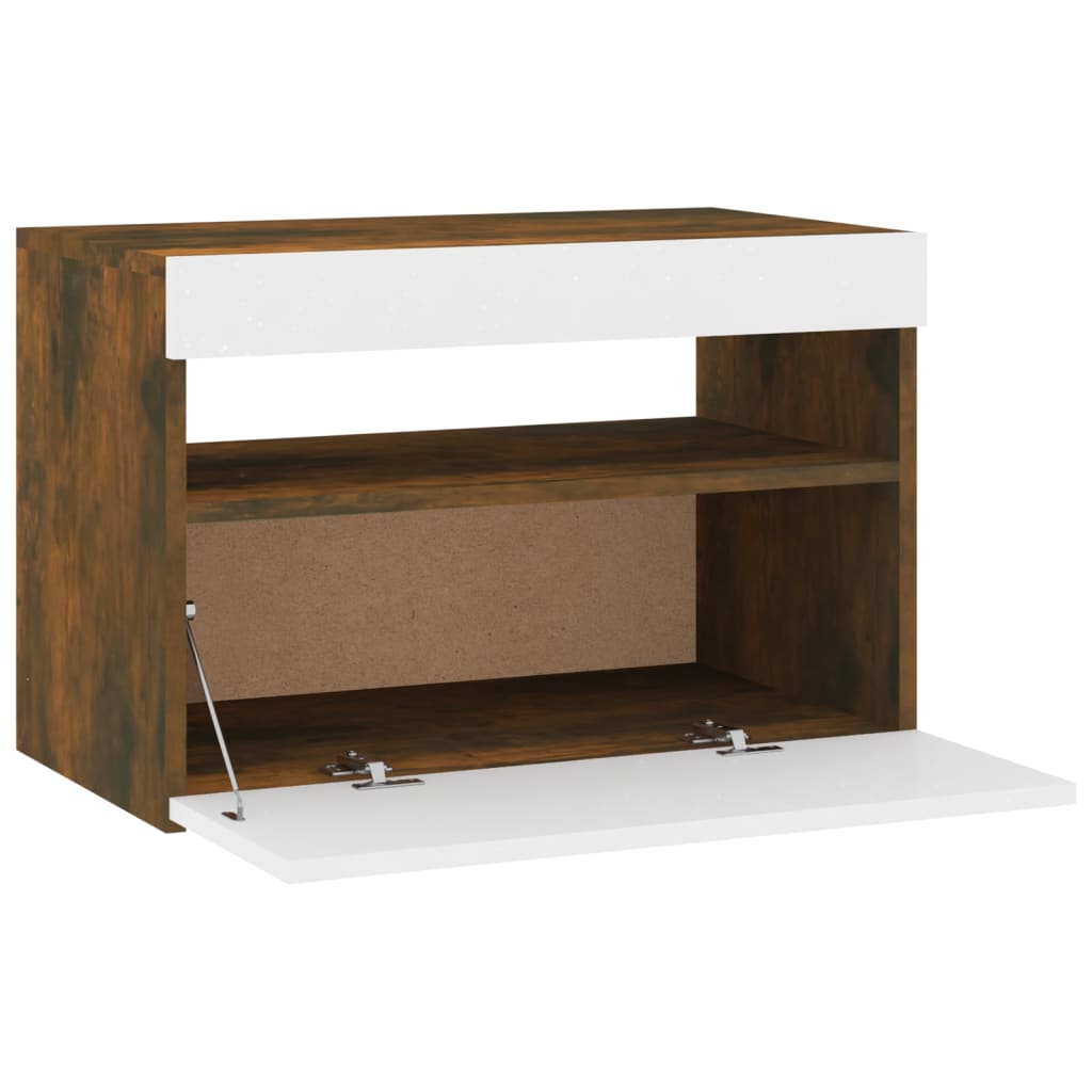 Mobile Porta TV con Luci LED Rovere Fumo 60x35x40 cm - homemem39