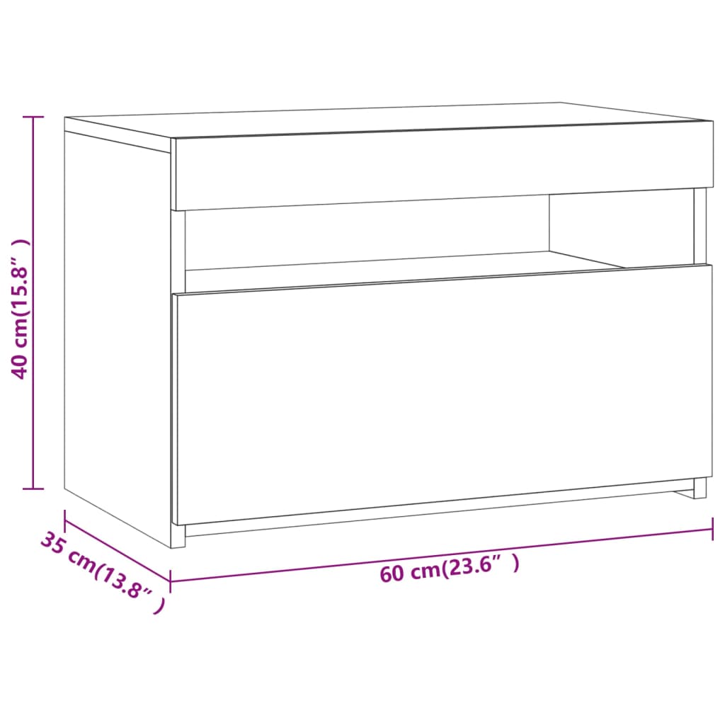 Mobile Porta TV con Luci LED Rovere Fumo 60x35x40 cm - homemem39