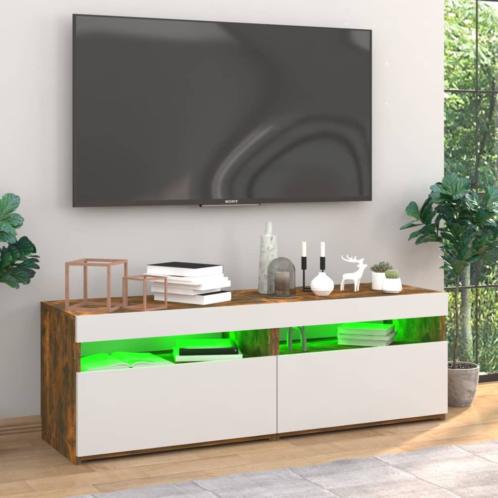 Mobili Porta TV con Luci LED 2 pz Rovere Fumo 60x35x40 cm - homemem39