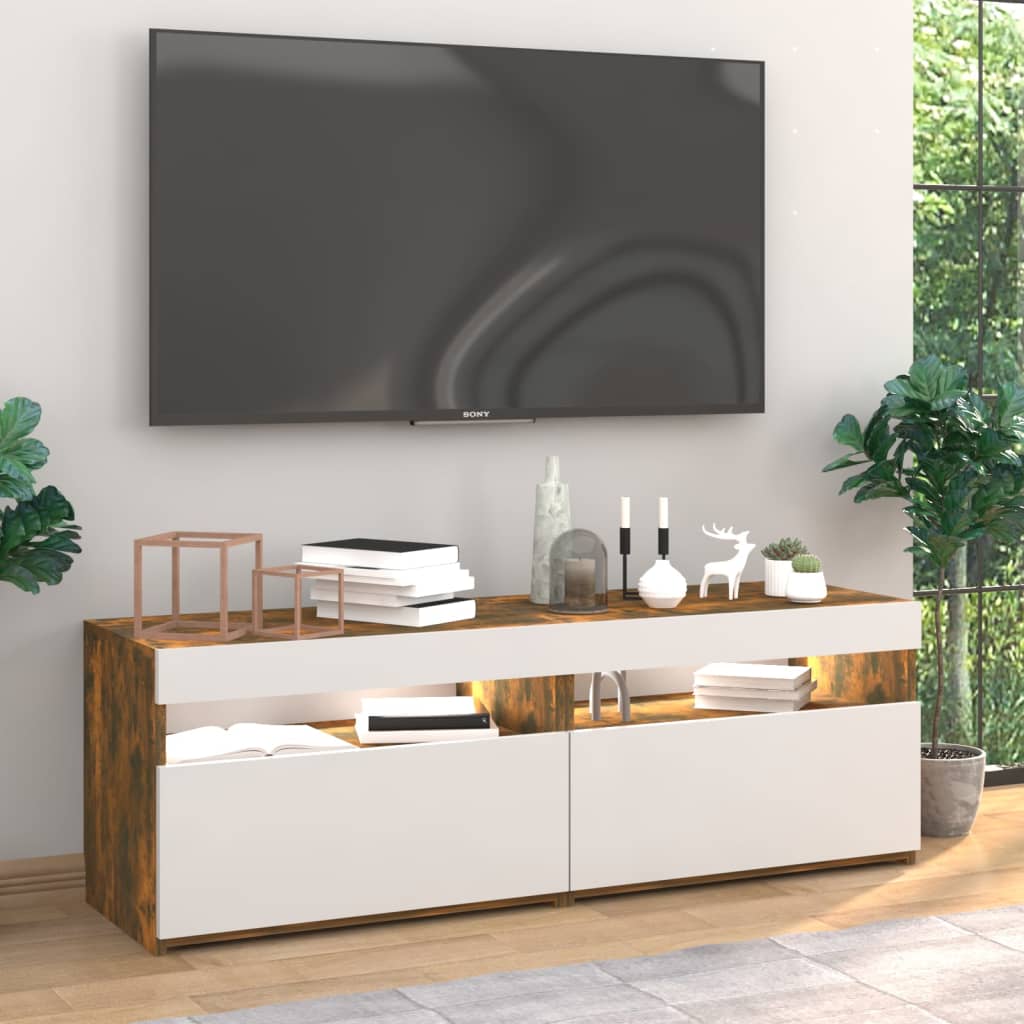 Mobili Porta TV con Luci LED 2 pz Rovere Fumo 60x35x40 cm - homemem39