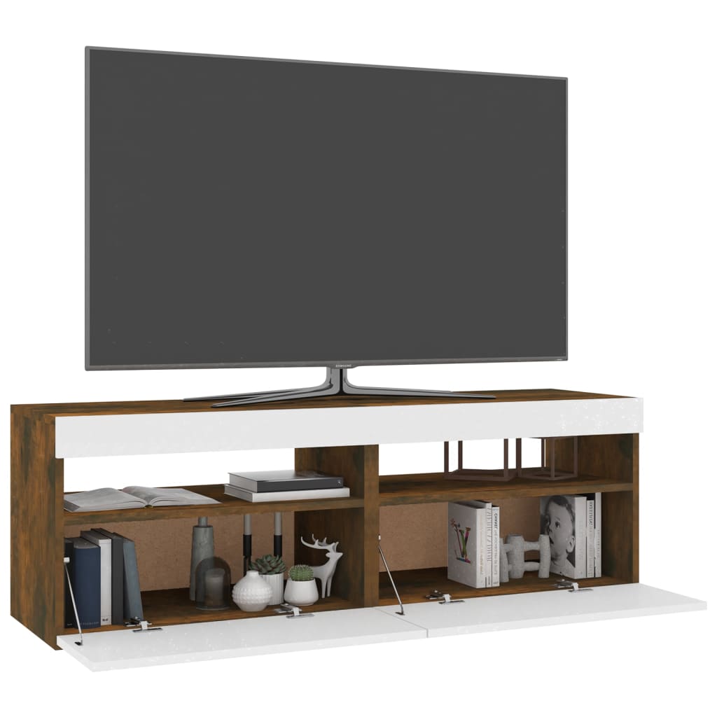 Mobili Porta TV con Luci LED 2 pz Rovere Fumo 60x35x40 cm - homemem39