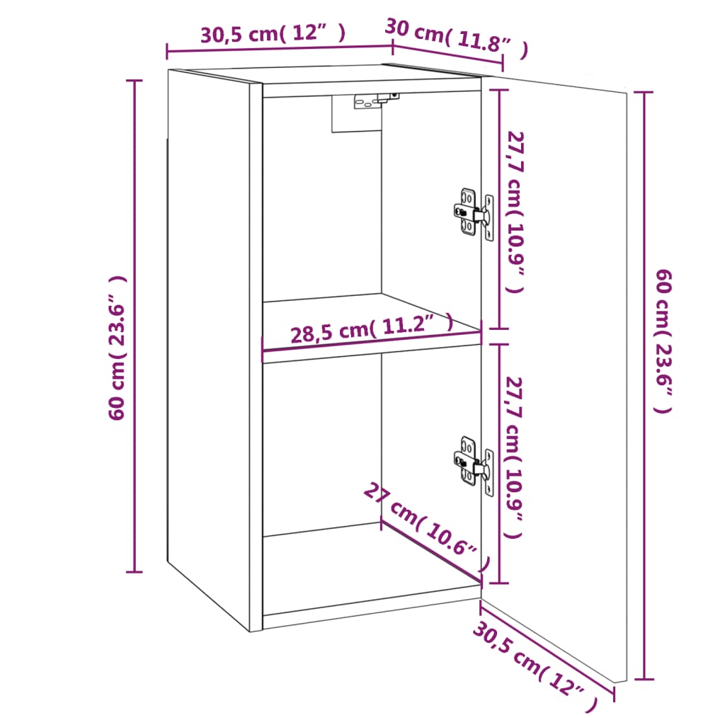 Mobili TV 2 pz Grigio Sonoma 30,5x30x60 cm in Legno Multistrato - homemem39