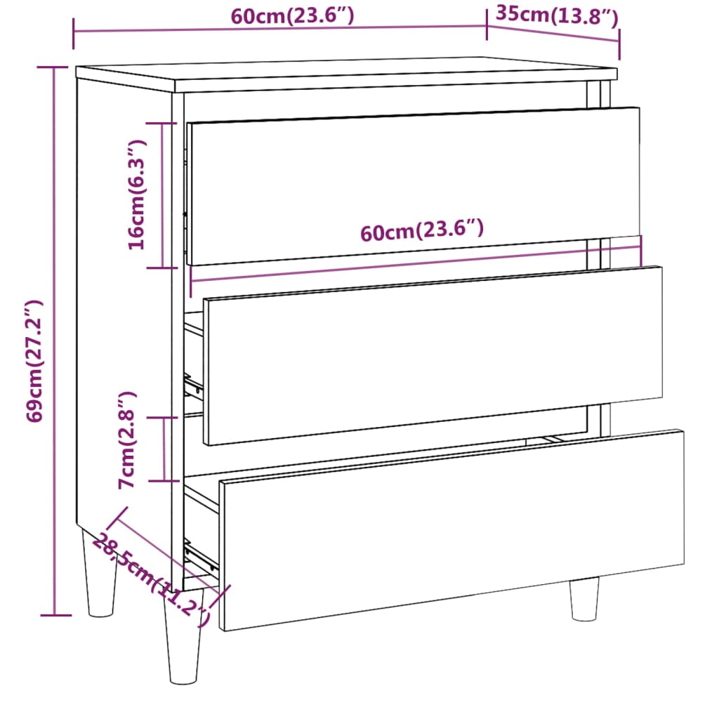 Credenza Rovere Fumo 60x35x69 cm in Legno Multistrato - homemem39