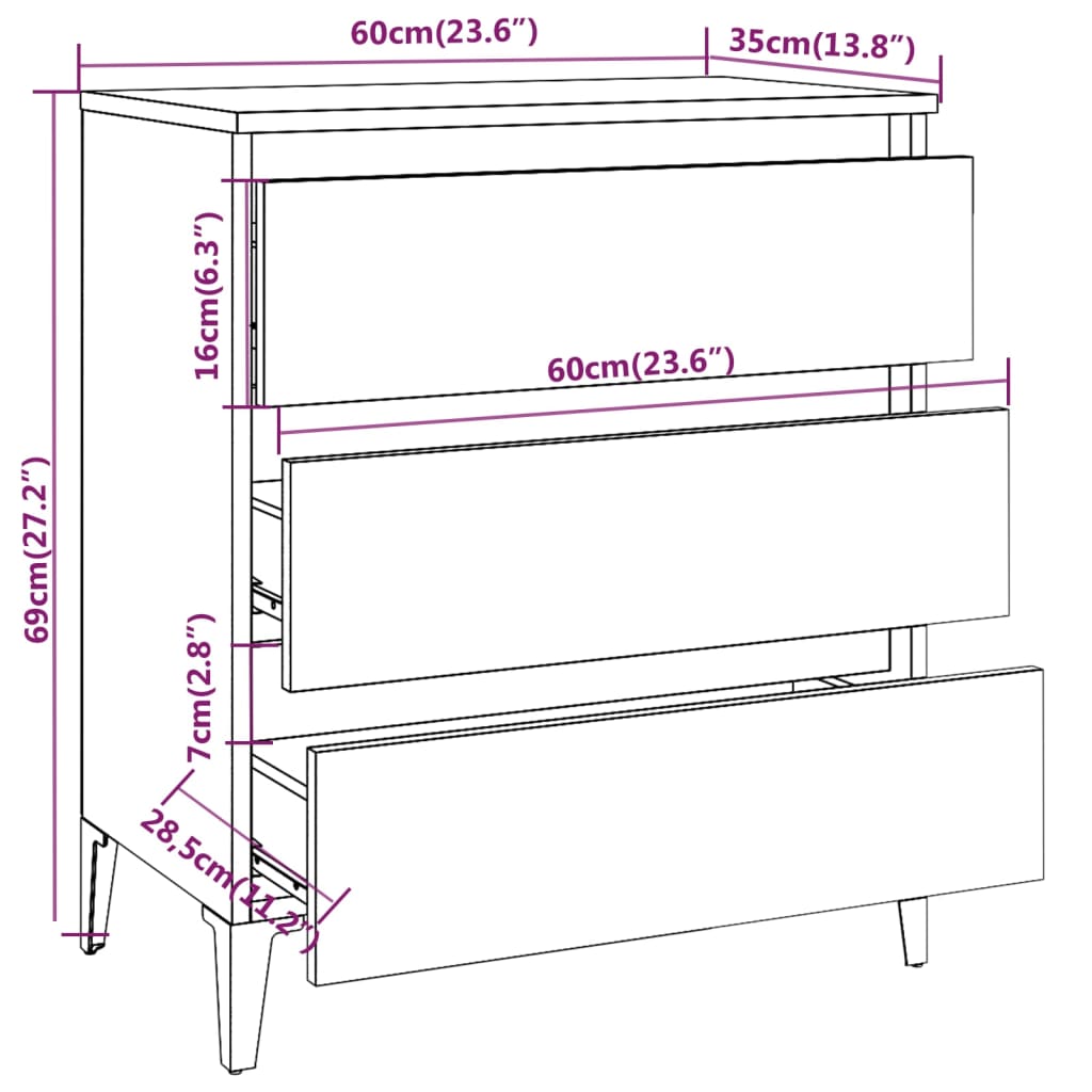 vidaXL Credenza Grigio Sonoma 60x35x69 cm in Legno Multistrato - homemem39