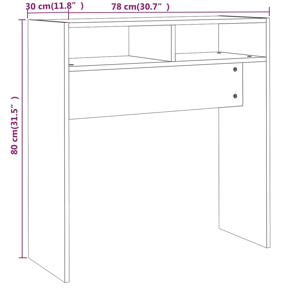 Tavolino Consolle Grigio Sonoma 78x30x80 cm Legno Multistrato - homemem39