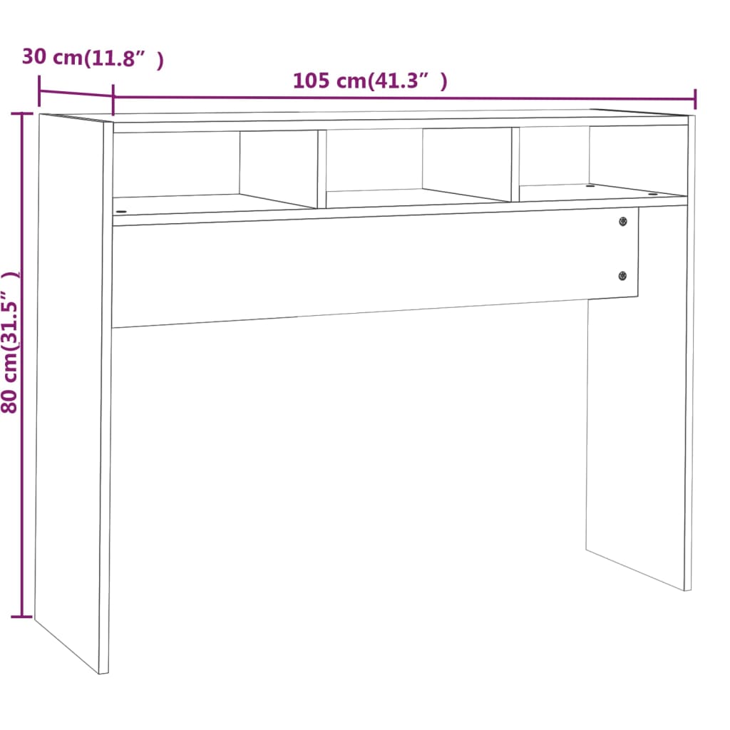 Tavolino Consolle Rovere Fumo 105x30x80 cm in Legno Multistrato - homemem39