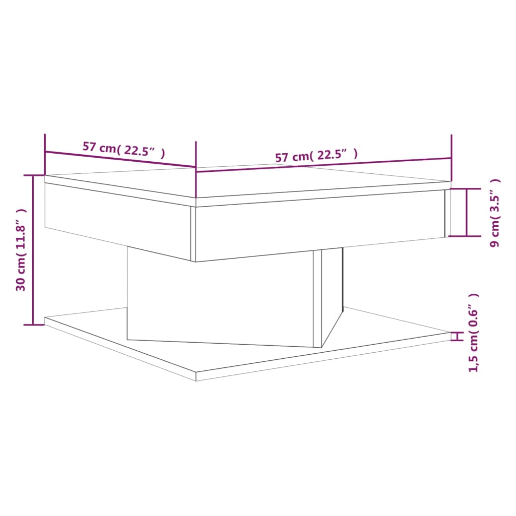 Tavolino da Salotto Rovere Marrone 57x57x30cm Legno Multistrato - homemem39